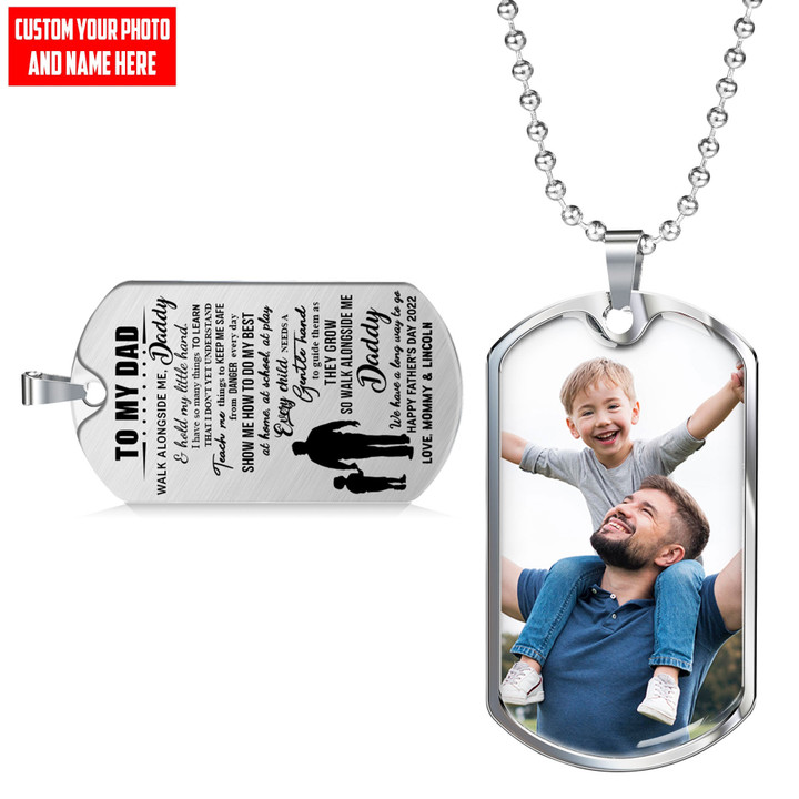 Tmarc Tee Personalized Happy Father's Day Walk Alongside Me Best Gift For Dad Dog Tag Necklace