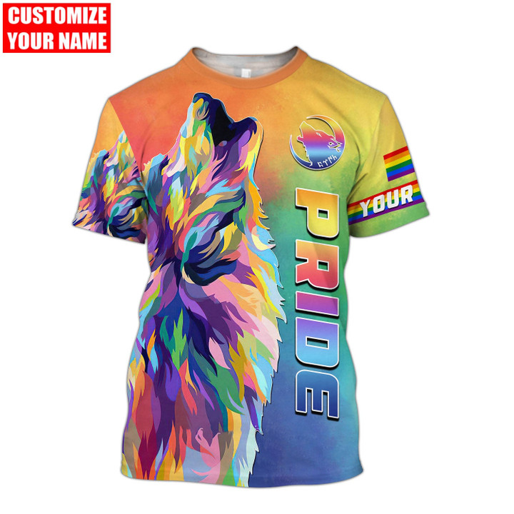 Tmarc Tee Customized LGBT Pride Colorful Wolf Rainbow All Over Printed T-shirt 2022
