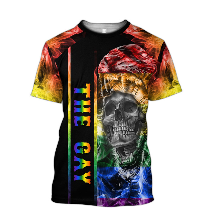 Tmarc Tee The Gay Skull LGBT All Over Printed Shirts HN