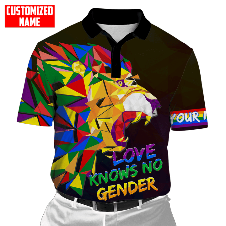 Tmarc Tee Personalized LGBT Lion Love Knows No Gender Polygon Unisex Shirt