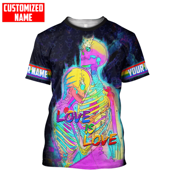 Tmarc Tee Personalized LGBT Love is Love Skull Lovers All Over Printed Unisex Shirts