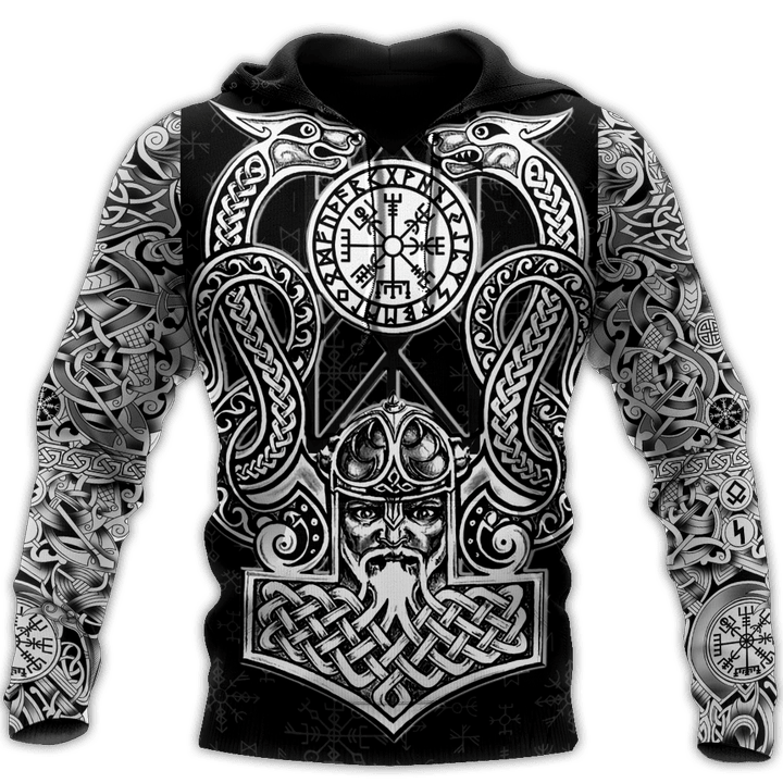 Tmarc Tee Viking Celtic Thor Hammer Mjolnir with Dragon Compass Symbol 3D Printed Unisex Shirts