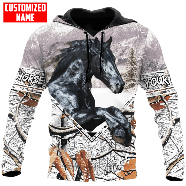 Tmarc Tee Personalized Friesian Horse Camo Pattern All Over Printed Unisex Shirts