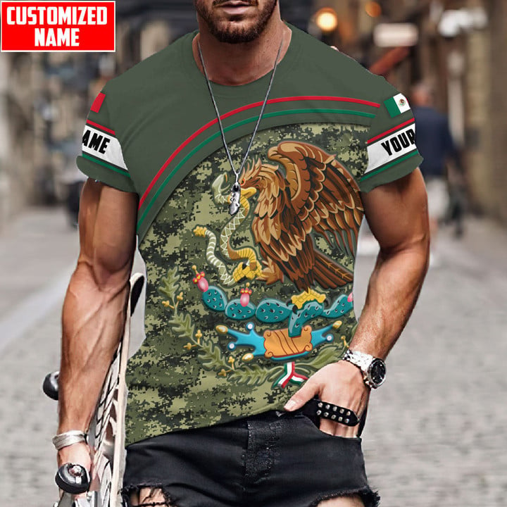 Tmarc Tee Personalized Name Mexico Coat Of Arms Camo Unisex Shirts