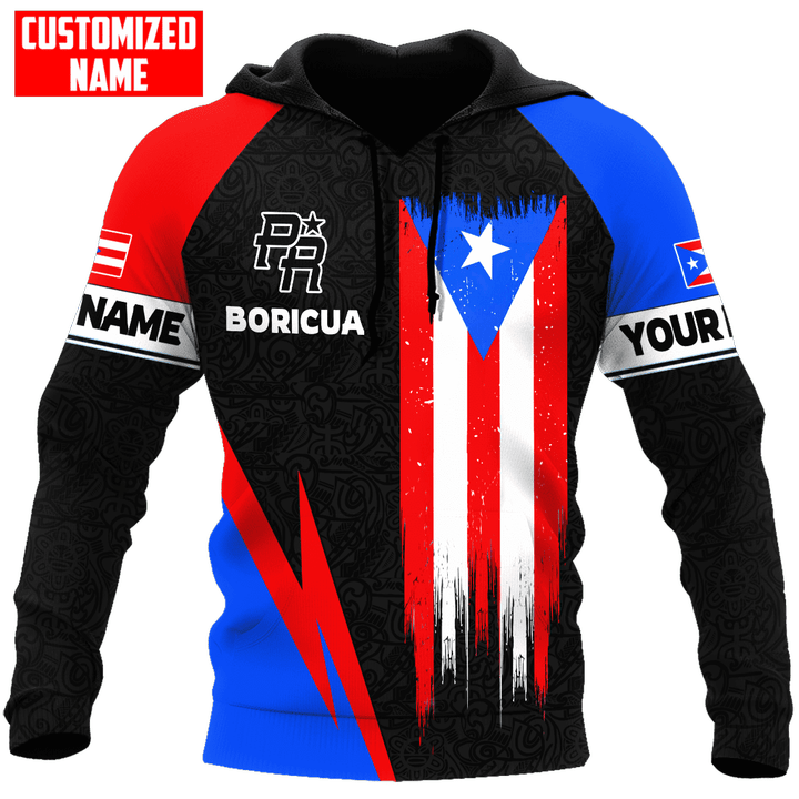 Tmarc Tee Personalized Puerto Rico Flag Distressed Boricua Unisex Hoodie