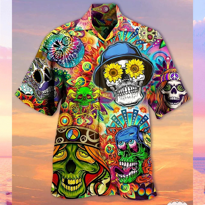Hippie Skull 3D All Over Printed Hawaiian Shirt 01072224CXT