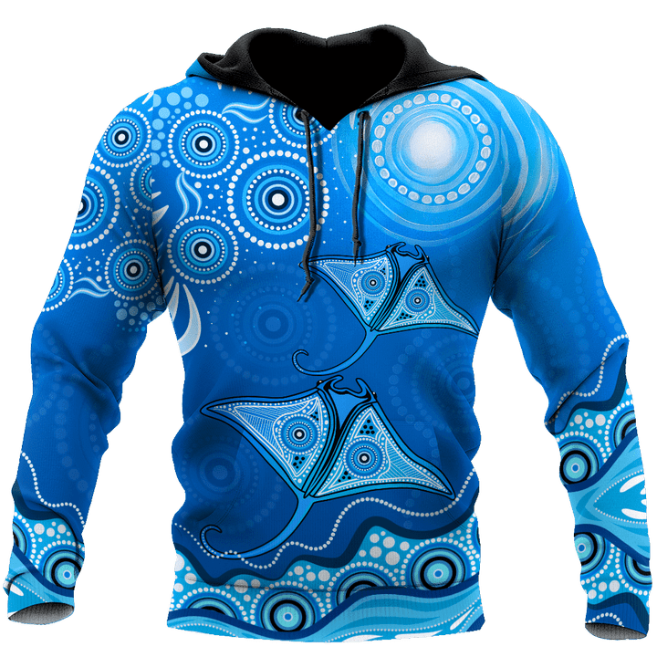 Tmarc Tee Aboriginal Indigenous Blue Stingray All Over Printed Unisex Shirts