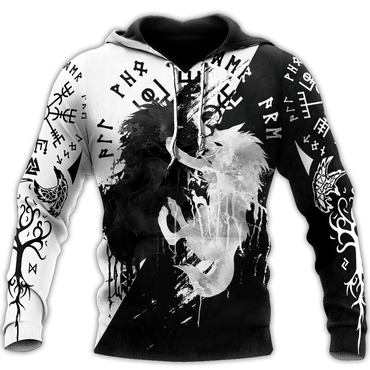 Black And White Fenrir Viking All Over Printed Shirts NTN20072201