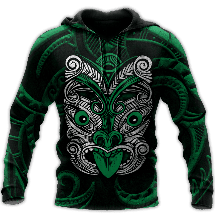 Tmarc Tee Aotearoa Tiki Face Green Shirts NTN13082202