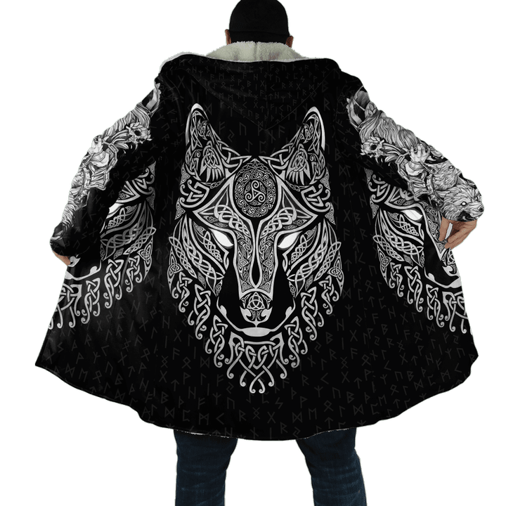 Tmarc Tee Wolf Viking Black White 3D All Over Printed Cloak KL06092202