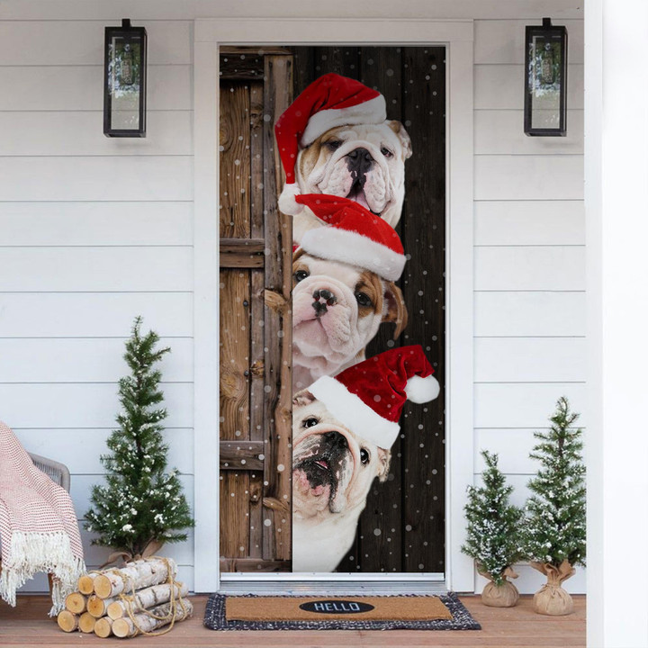Bulldog Christmas Door Cover Tmarc Tee