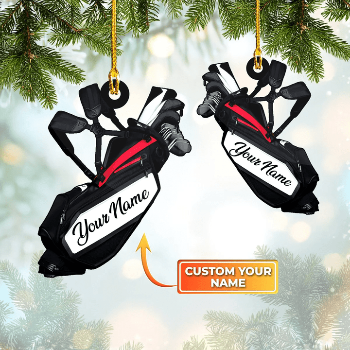 Golf Stand Bags Shaped Ornament - Golf Clubs Personalized Name Tmarc Tee