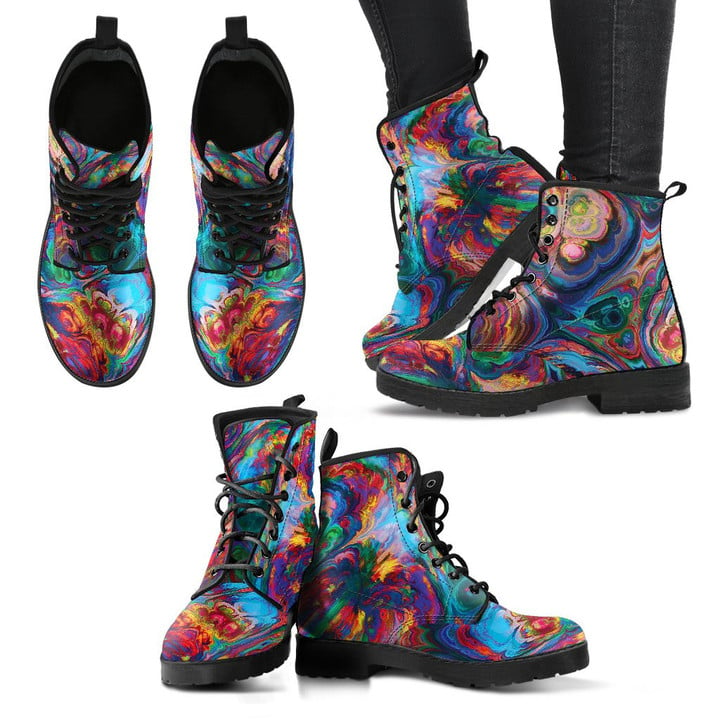Tmarc Tee Abstract Oil Paintings P - Leather Boots for Women
