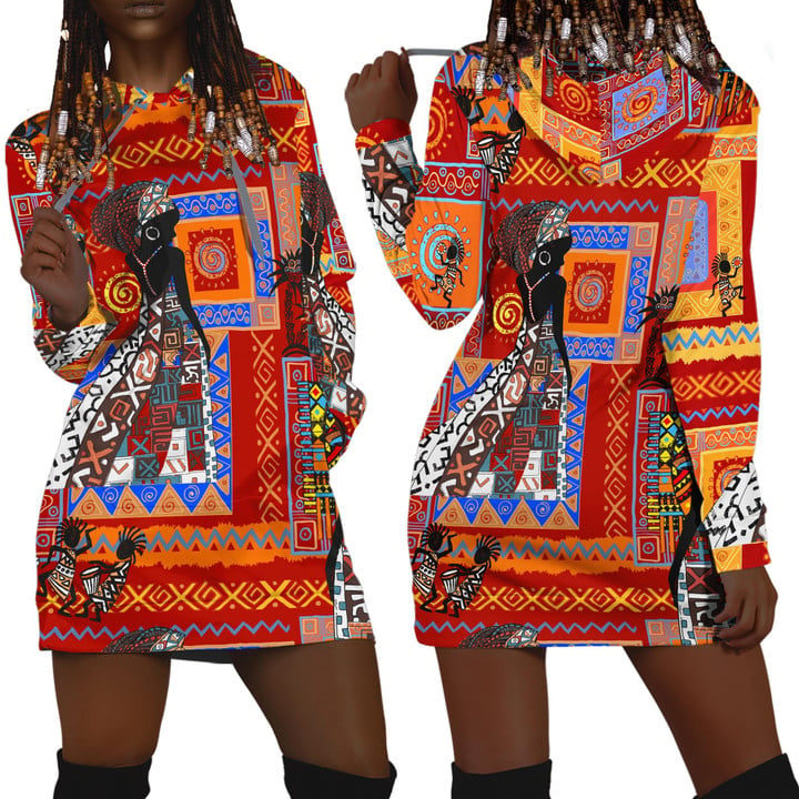 African Girl Pattern Hoodie Dress-ML-Apparel-ML-Hoodie Dress-S-Vibe Cosy™