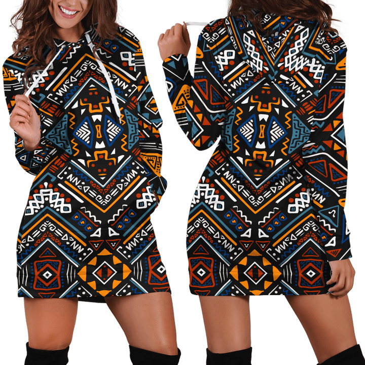 African Pattern Hoodie Dress-ML-Apparel-ML-Hoodie Dress-S-Vibe Cosy™