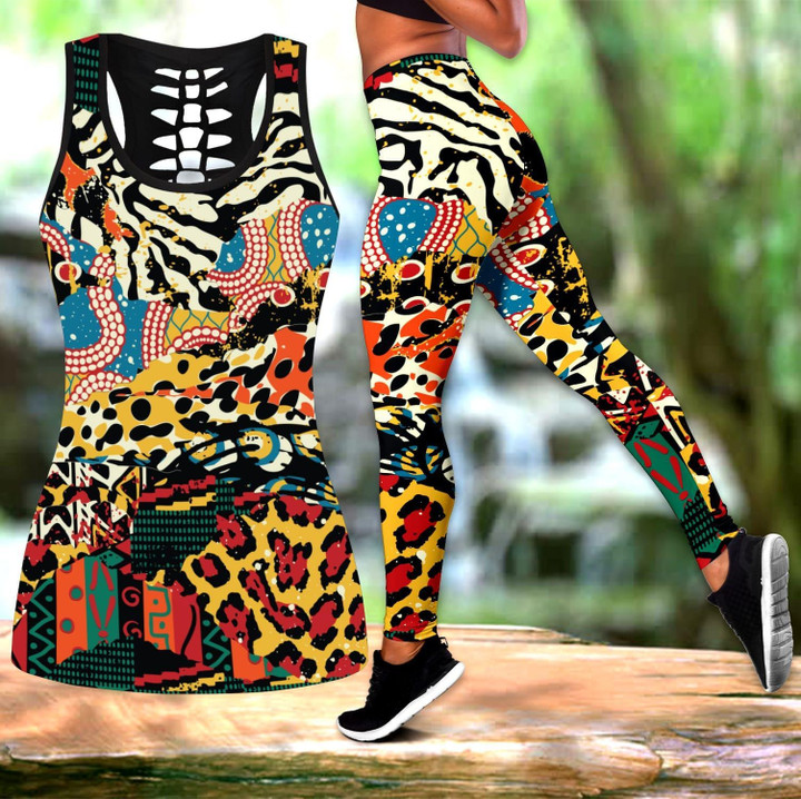 Tmarc Tee African Traditional Pattern D Over Printed Legging & Tank top-ML