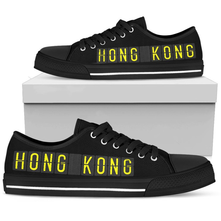 Tmarc Tee Airport Destinations HONG KONG (Black) - Low Top Canvas Shoes