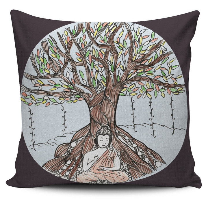 Tmarc Tee Akruti Artz Buddha Under Tree Pillow Cover
