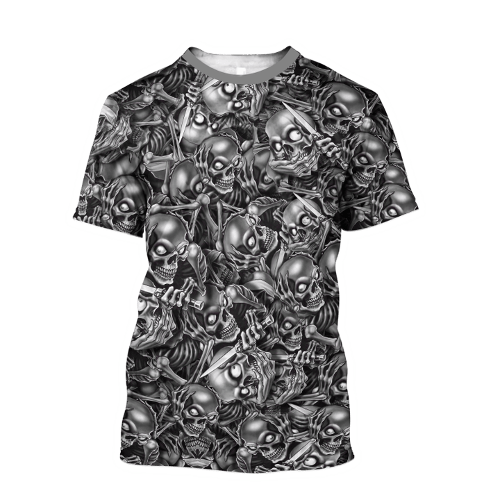 Tmarc Tee White Skull with knives