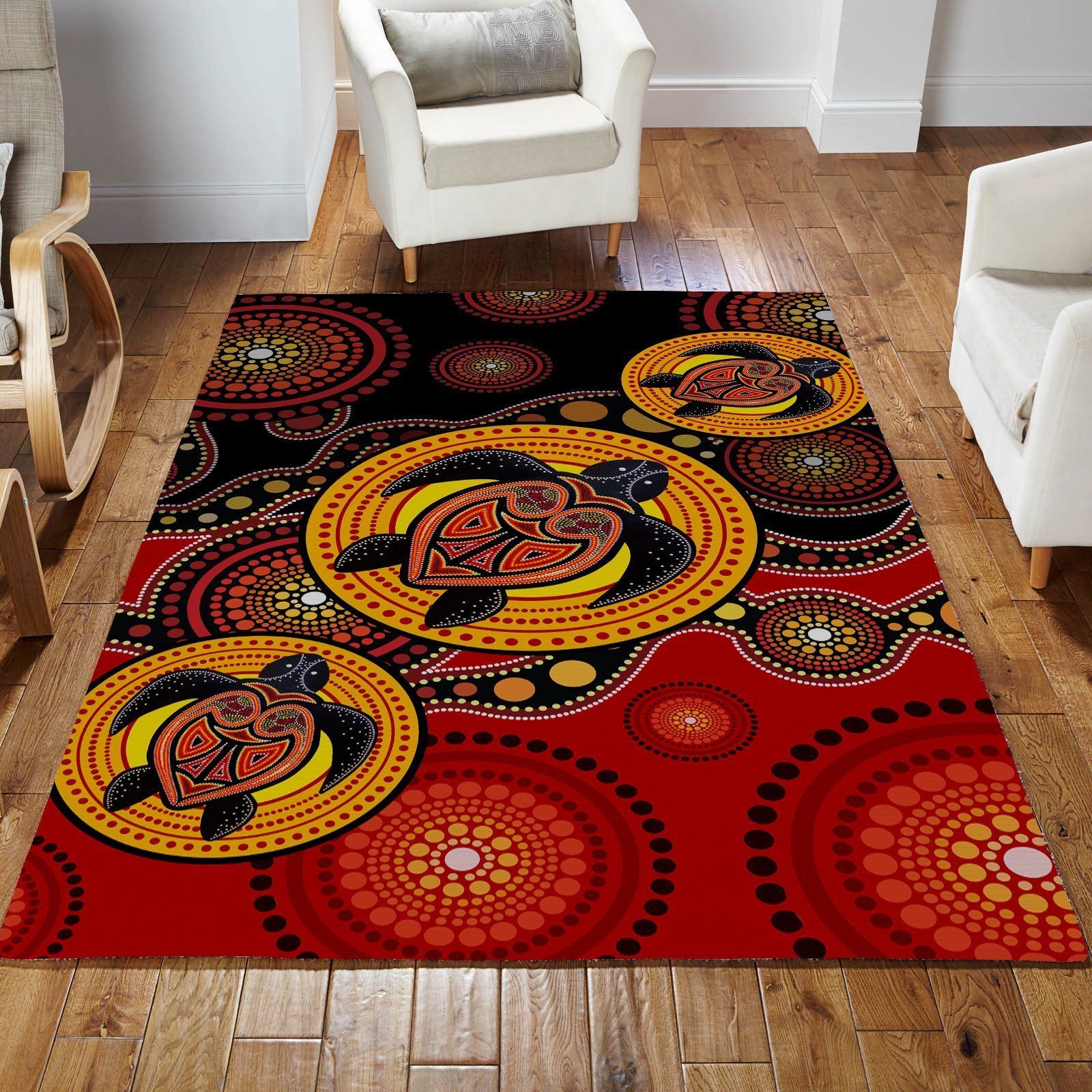 Aboriginal Turtles Australia Indigenous Painting Art Rug - Tmarc Tee
