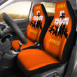 Fire Force Anime Car Seat Covers Characters Silhouette Fighting Orange Yellow Text Seat Covers
