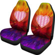 Valentine Car Seat Covers Heart Wings Filled With XOXO Rainbow Background Seat Covers
