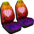 Valentine Car Seat Covers Heart Wings Filled With XOXO Rainbow Background Seat Covers