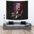 Attack On Titan Anime Tapestry - Mikasa Fighting Bloody Wings Of Freedom Symbol Tapestry Home Decor