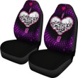 Valentine Car Seat Covers - I Love You Purple Skull Heart With Wings Seat Covers