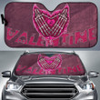 Valentine Car Sunshade Skeleton Hands In Melting Heart Valentine Pink Text Sun Shade