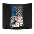 Attack On Titan Anime Tapestry - Colossal Titan Face Metal Wings Of Free Symbol Tapestry Home Decor