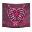 Valentine Tapestry Skeleton Hands In Melting Heart Valentine Pink Text Tapestry Home Decor NT121104