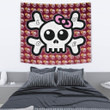 Skull Tapestry - Feminine Skull Sign With Sunflower Patterns Tapestry Home Decor