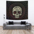 Skull Tapestry - Floral Gorgeous Mandala Skull Artwork Tapestry Home Decor