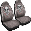Valentine Car Seat Covers Medieval Skull With Angel Wings Red Heart Seat Covers