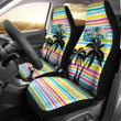 American Football Team Car Seat Covers - Seattle Seahawks Holiday With Palm Tree Silhouette Seat Covers