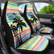 American Football Team Car Seat Covers - Seattle Seahawks Holiday With Palm Tree Silhouette Seat Covers