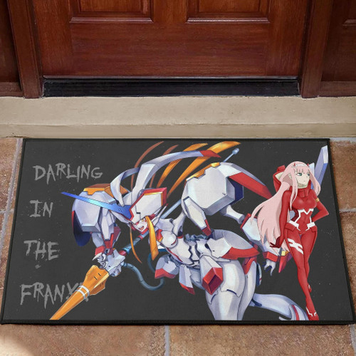Darling In The Franxx Anime Door Mat | Zero Two Red Bodysuit Artwork And Strelizia Door Mat Home Decor
