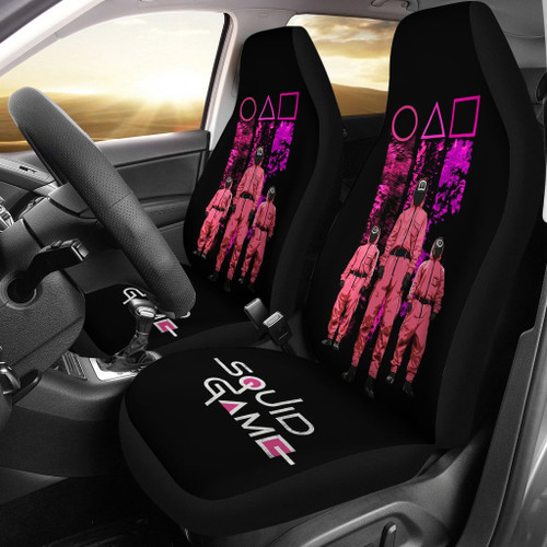 Squid Game Movie Car Seat Covers Round Triangle Square Squid Worker Pink Uniform No Emotion Seat Covers