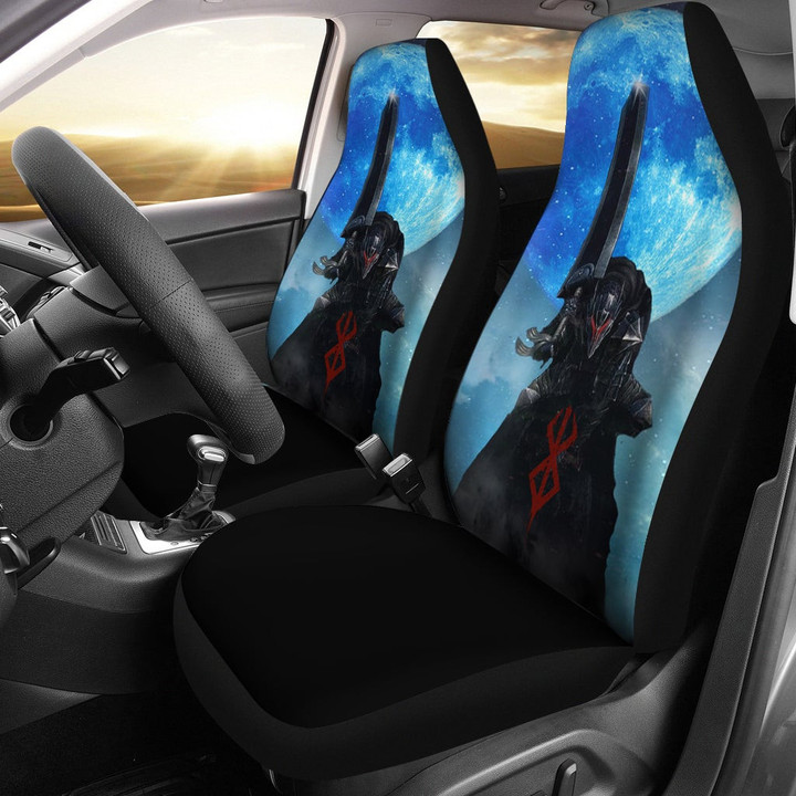 Berserk Anime Car Seat Covers - Guts Armor Armadura Sitting On Cliff Full Blue Moon Seat Covers