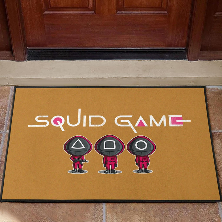 Squid Game Movie Door Mat - Cute Chibi Squid Workers Round Square Triangle Face Door Mat Home Decor