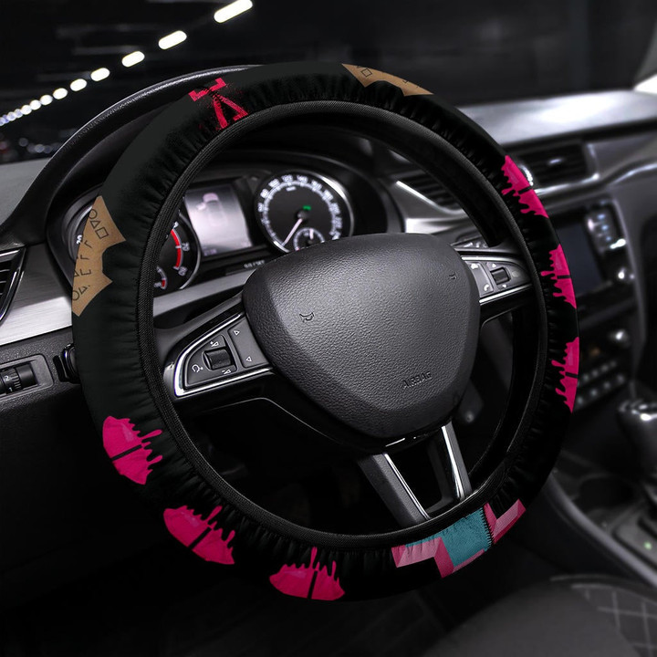 Squid Game Movie Steering Wheel Cover - Round Square Triangle Pink Symbol Workers Portrait Steering Wheel Cover