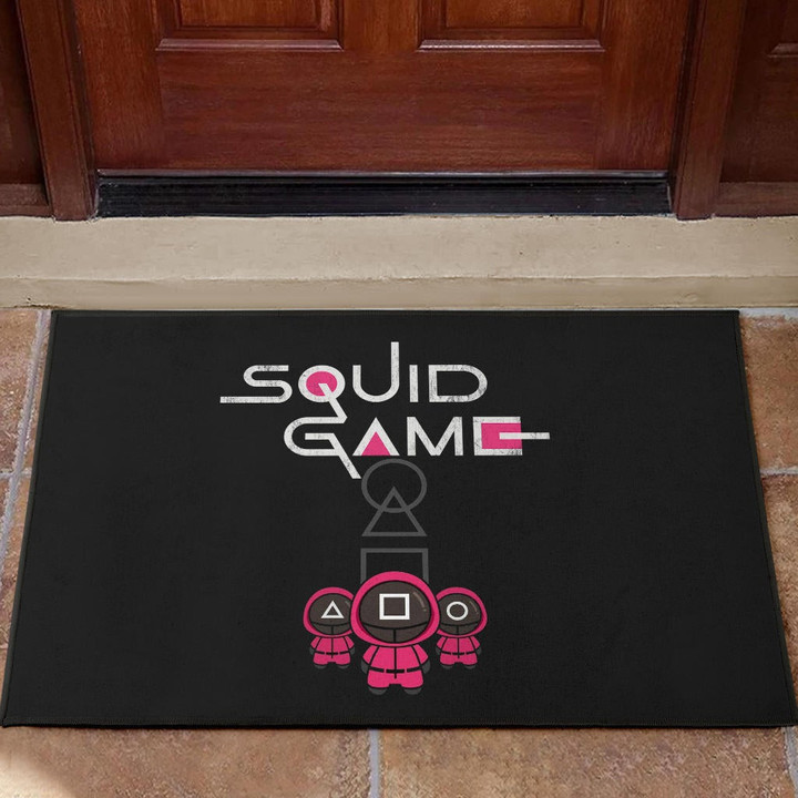 Squid Game Movie Door Mat Cute Chibi Squid Workers Round Square Triangle Door Mat Home Decor
