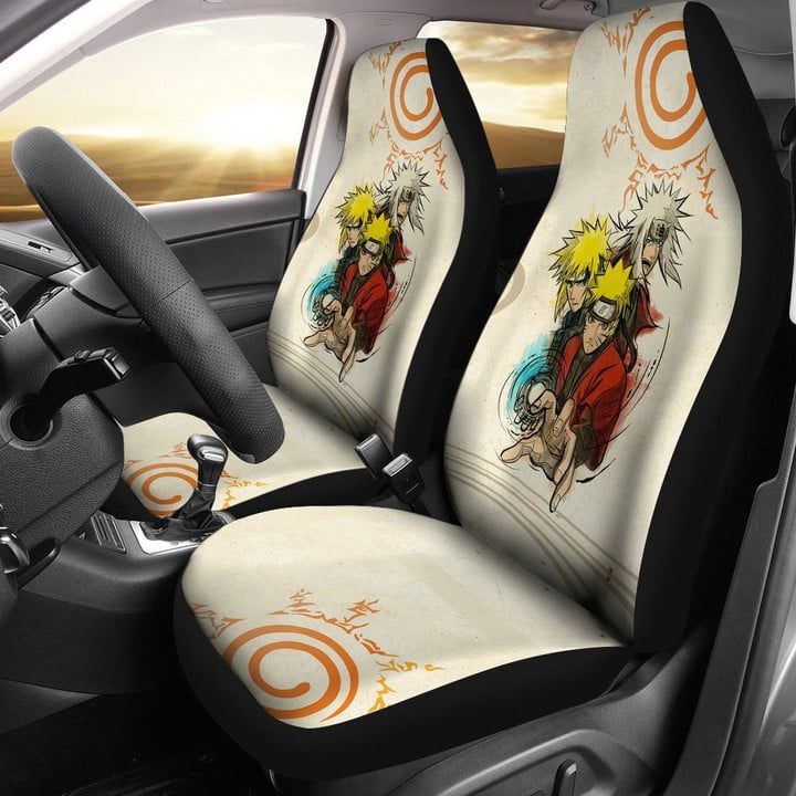 Naruto Anime Car Seat Covers - Naruto Minato And Jiraiya Vintage Background Seat Covers