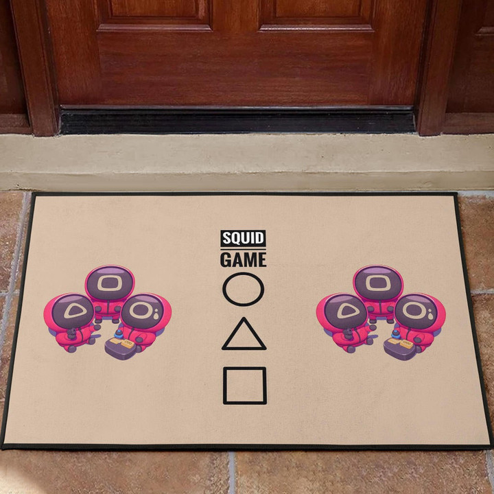 Squid Game Movie Door Mat Cute Chibi Round Triangle Square Worker Making Contact Card Door Mat Home Decor