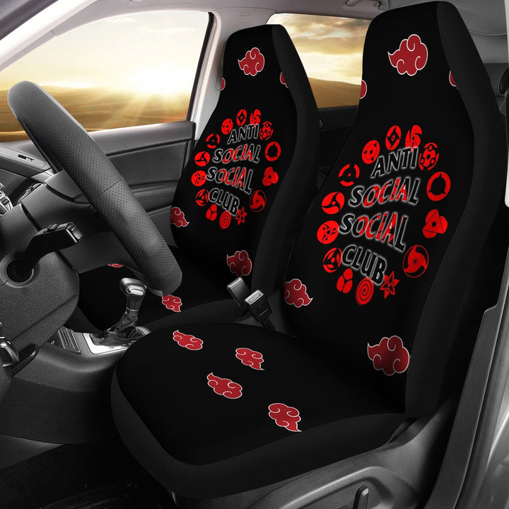 Naruto Anime Car Seat Covers | Akatsuki Anti Social Social Club Sharingan Cloud Patterns Seat Covers NA101404