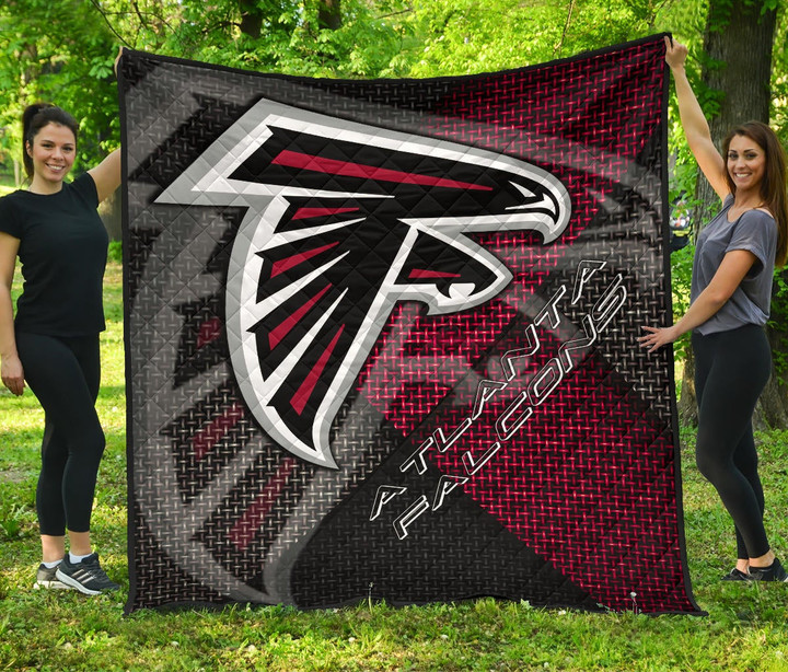 American Football Team Premium Quilt - Atlanta Falcons Cool Steel Shadow Quilt Blanket