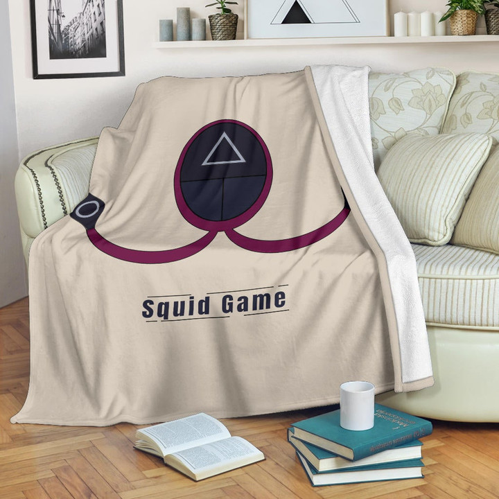 Squid Game Movie Fleece Blanket Minimal Squid Worker Round Triangle Square Symbol Fleece Blankets