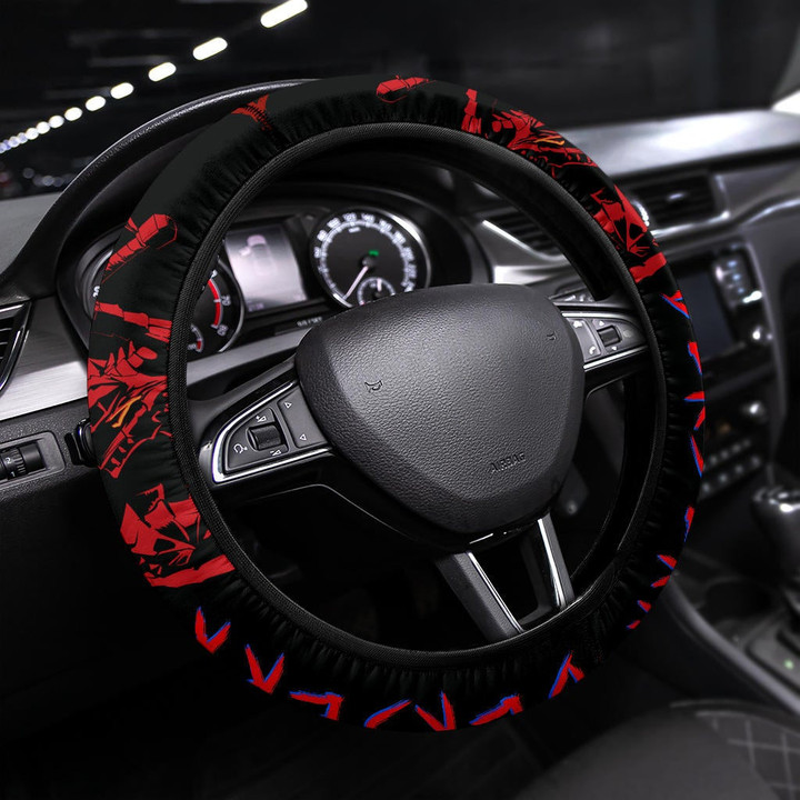 Berserk Anime Steering Wheel Cover - Guts Armor Armadura Red Silhouette Steering Wheel Cover