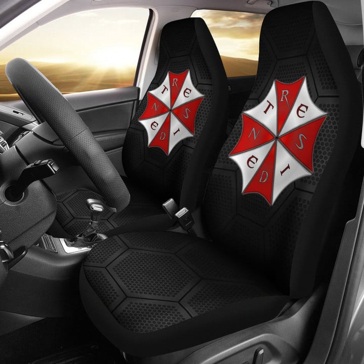 Resident Evil Game Car Seat Covers - Umbrella Corporation Symbol With Text Lock Down Seat Covers